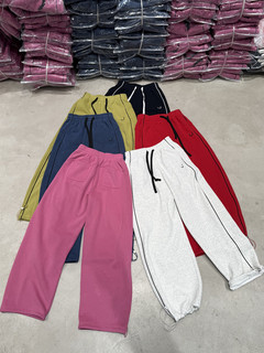 Smiling face, velvet, thickened wide-leg pants for women, european high-quality casual pants, slim, loose, sports-style sweatpants, trendy