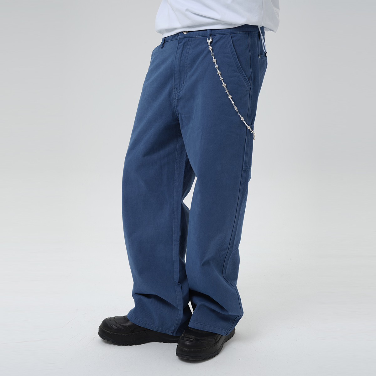 ComicTree C.t 2025秋季工装阿苏特染水洗做旧法工蓝长裤子男士潮 - 图1