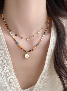 美拉德复古串珠项链女2025新款