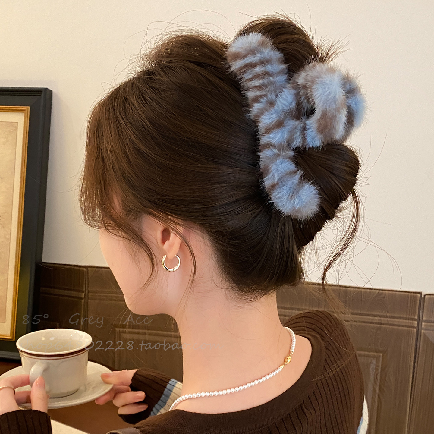 秋冬高级感毛绒豹纹抓夹女大号后脑勺毛茸茸鲨鱼夹盘发发夹子头饰,淘宝优惠券,粉丝福利购,淘宝优惠卷