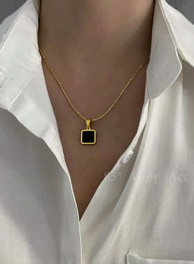 ins高级感方牌钛钢不掉色项链