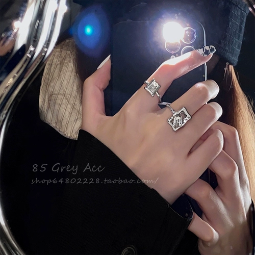 Квадратный цирконий, регулируемое небольшое дизайнерское изысканное кольцо, изысканный стиль, легкий роскошный стиль