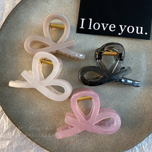小众设计感果冻粉色发夹女春秋气质高级感盘发抓夹简约时尚鲨鱼夹 - 图0