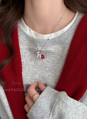 多巴胺彩色m豆小狗气球吊坠项链