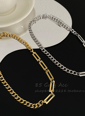 85度灰镂空链条拼接卫衣毛衣链