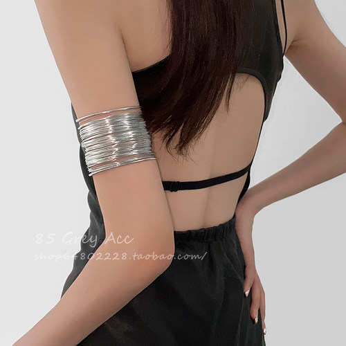 欧美夸张朋克开口宽边线条缠绕手镯女ins冷淡风手环气质百搭臂环 - 图1