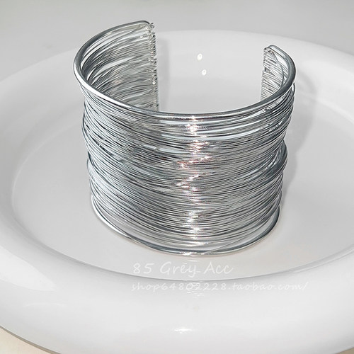 欧美夸张朋克开口宽边线条缠绕手镯女ins冷淡风手环气质百搭臂环 - 图0