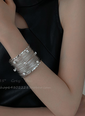 轻奢高级感拉丝金属锆石手镯