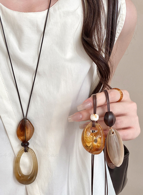 晕染长款吊坠项链女新款秋冬