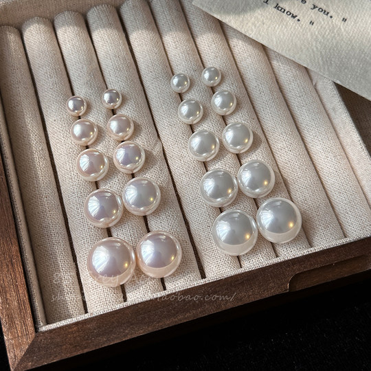 Shijia Mantou pink pearl earrings