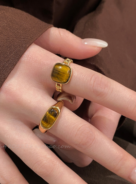 复古琥珀戒指女秋冬新款