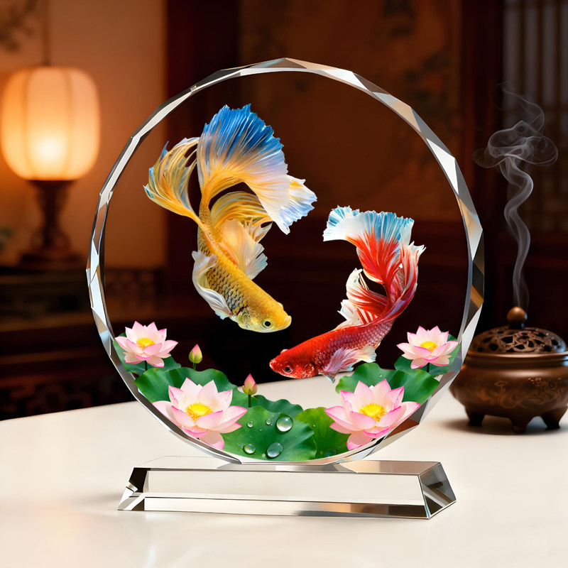 双锦鲤图摆件年年有余莲花鲤鱼运财聚财客厅办公室电视柜家居摆台,淘宝优惠券,粉丝福利购,淘宝优惠卷