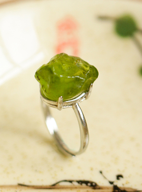 天然橄榄石幸福之石戒指大颗粒