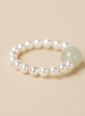 女和田玉小珍珠原创日韩显白戒指