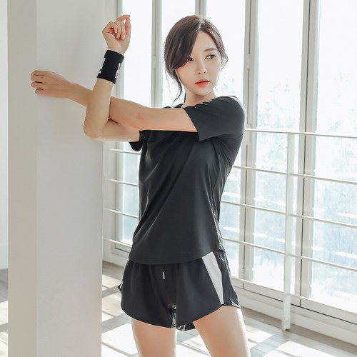 运动套装女2025年新款夏季薄款跑步服健身房休闲大码速干衣瑜伽服 - 图1