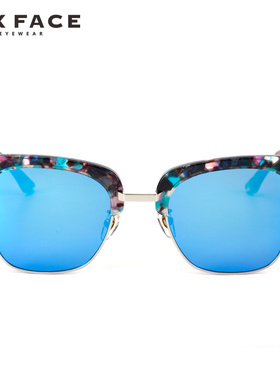 韩国V牌热款太阳镜潮猫眼修脸方框彩膜精品复古墨镜女个性6025