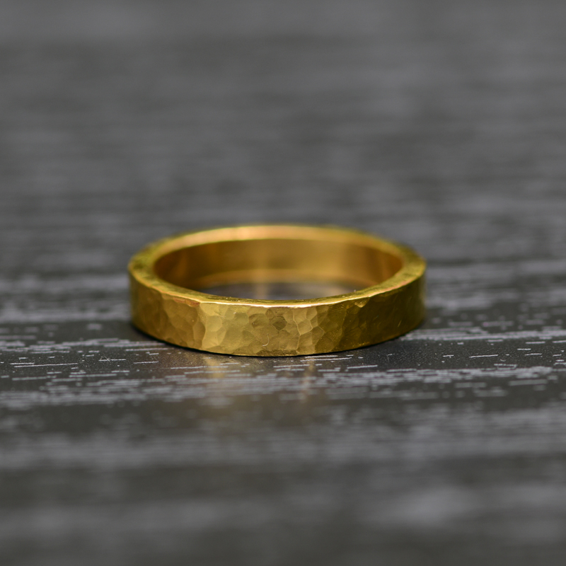 手工黄金戒指 足金素圈戒指 男女款情侣对戒 结婚定制刻字