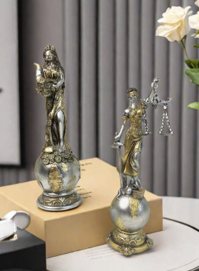 复古家居装饰品立体正义公平女神办公桌摆件创意客厅酒柜室内欧式