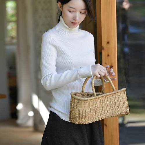 24QDM-040【晴暖】前世今生复古文艺简约高领纯色长袖针织打底衫 - 图0