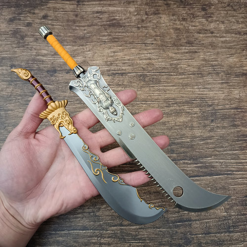 古代兵器模型九环大刀屠龙刀血饮刀绝世好剑金属武器刀剑玩具手办_虎窝淘