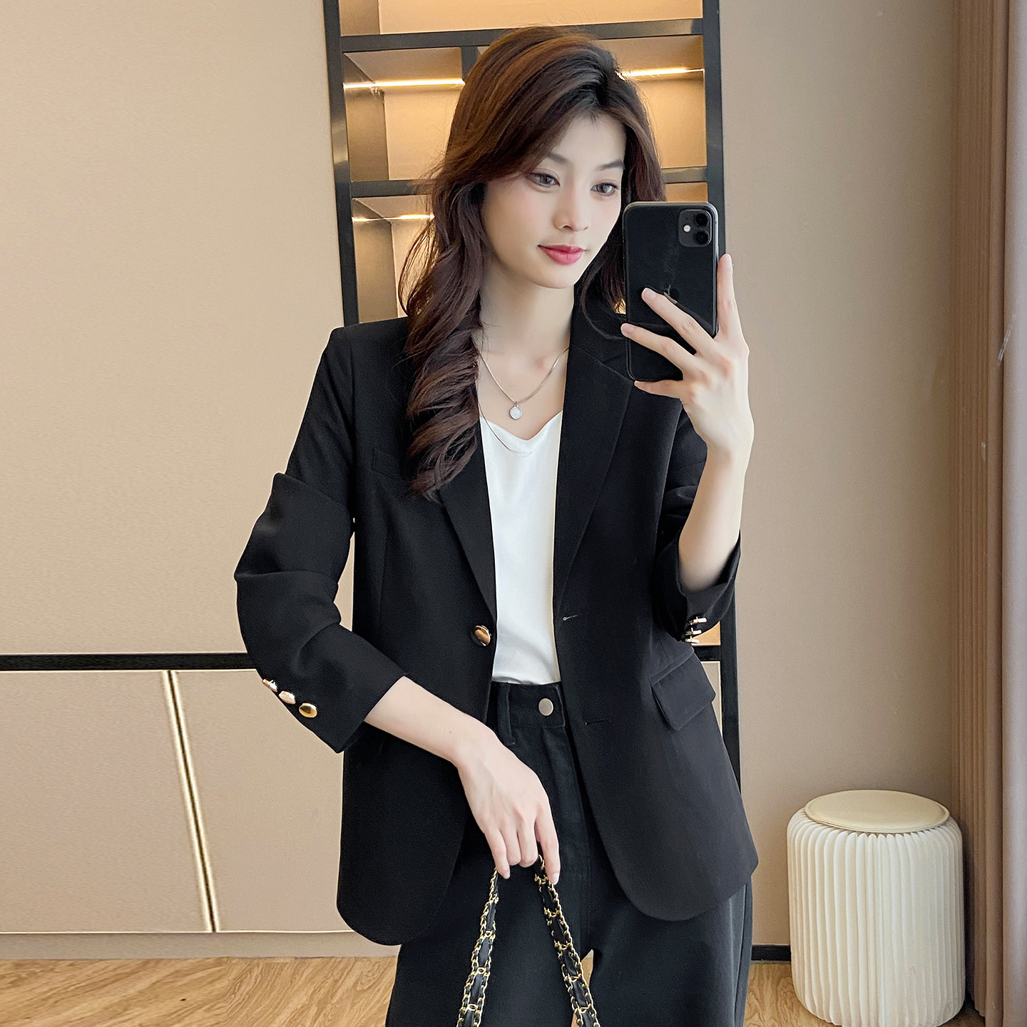 休闲小西装外套女2026春秋季新款高级感大码修身显瘦百搭长袖西服,淘宝优惠券,粉丝福利购,淘宝优惠卷