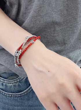 红玛瑙南红手链925纯银