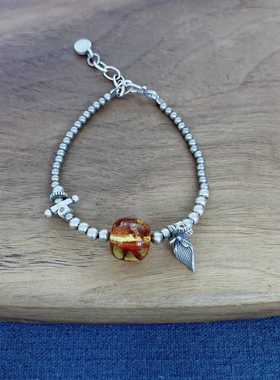 小众设计银珠手链女古法银复古