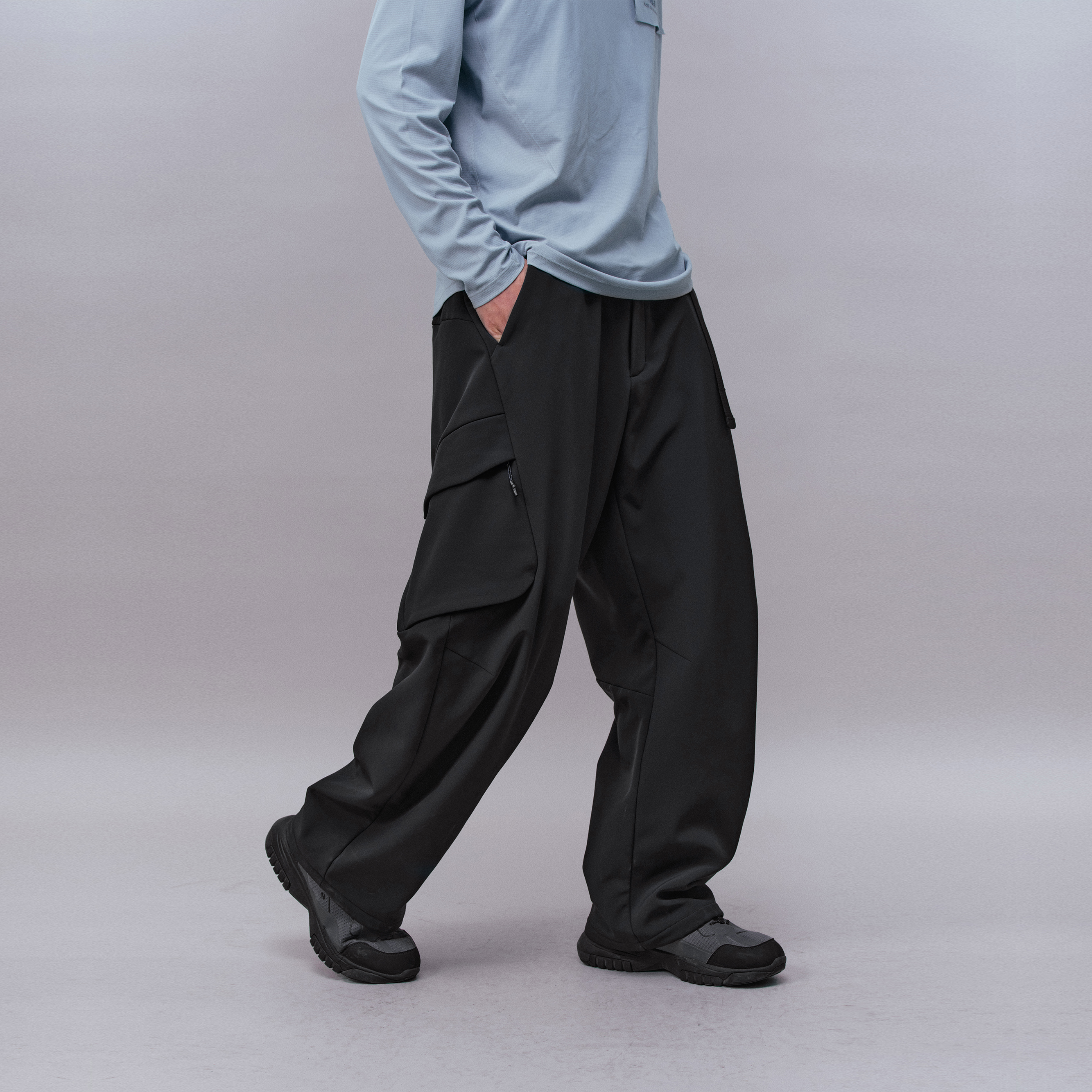 瞬时山野Monterest户外C6防泼水绒底极简工装软壳弯刀裤加绒保暖 - 图1