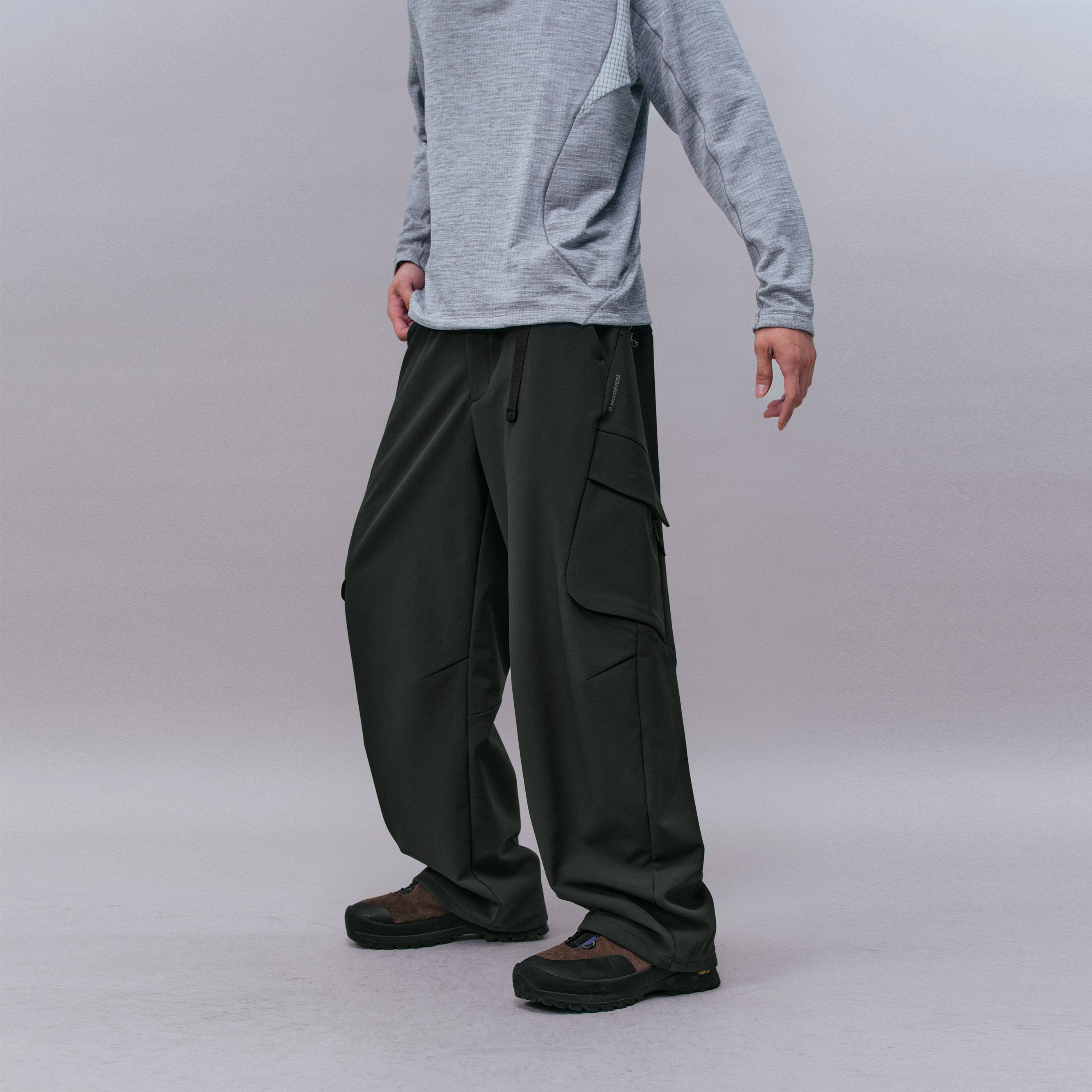 瞬时山野Monterest户外C6防泼水绒底极简工装软壳弯刀裤加绒保暖 - 图0