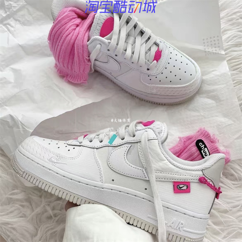 Nike耐克Air Force 1粉白街舞AF1空军一号女低帮板鞋DX6061-111-图0