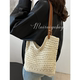 Cotton woven hollow mesh resort beach tote bag