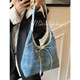 Korean denim preppy large capacity tote bag