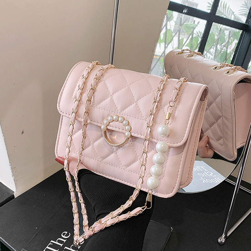女包2023新款潮时尚日韩百搭复古绣线菱格珍珠链条单肩斜挎小方包,淘宝优惠券,粉丝福利购,淘宝优惠卷
