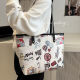 Cartoon print texture commuting shoulder tote bag