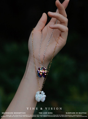 YIHE原创设计情侣陶瓷项链钛钢