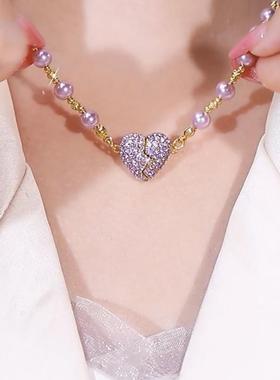 网红心心相印锁骨链项链首饰