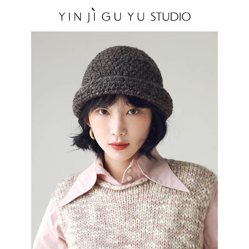 印计谷羽 粗线针织帽女秋冬季羊驼毛渔夫帽百搭复古保暖毛线帽子,淘宝优惠券,粉丝福利购,淘宝优惠卷