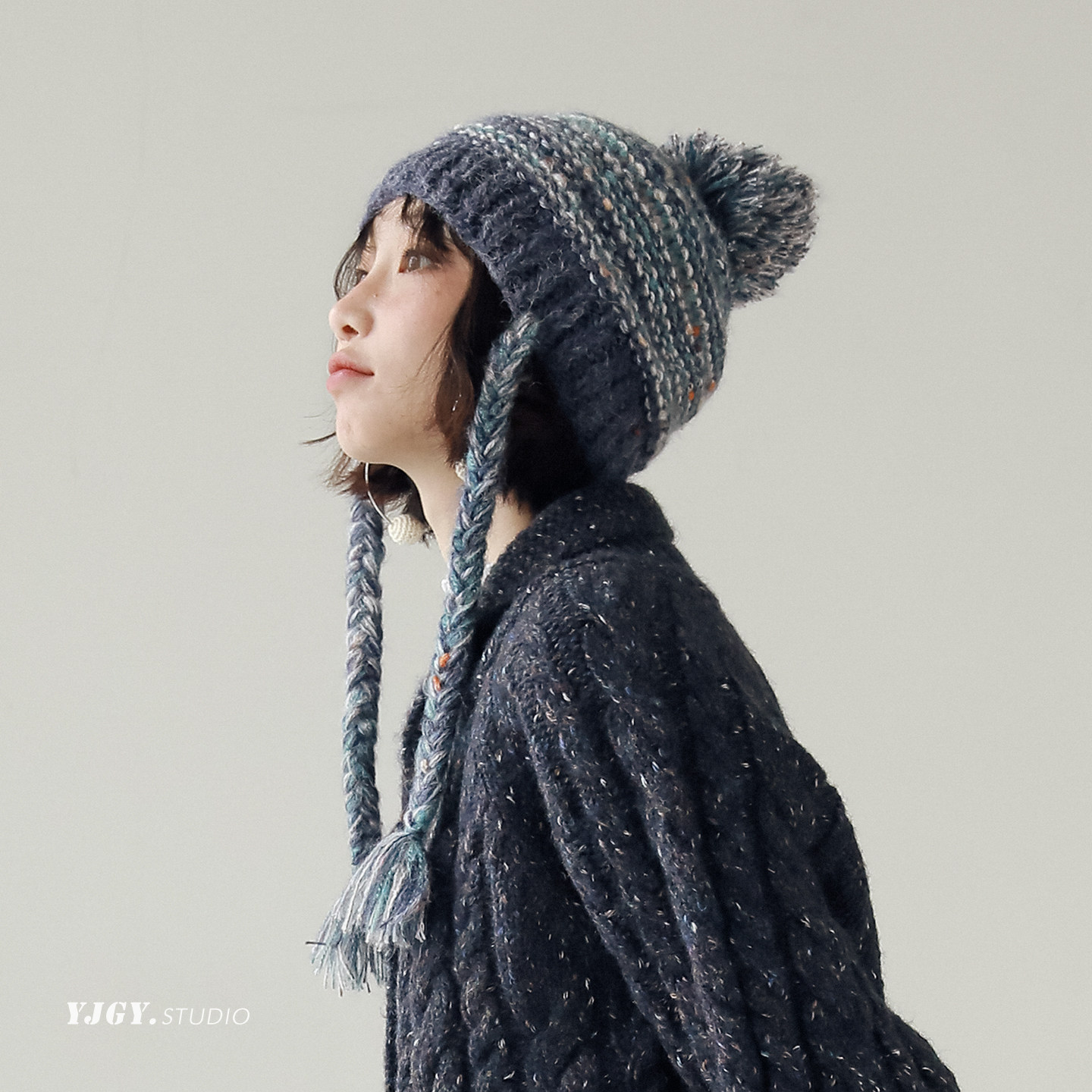 印计谷羽 复古费尔岛风针织帽女秋冬季保暖护耳绒球流苏针织帽子,淘宝优惠券,粉丝福利购,淘宝优惠卷