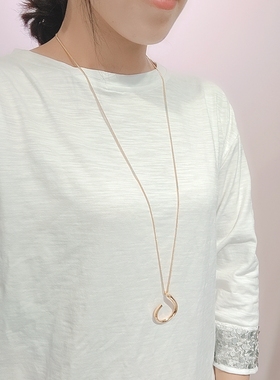 欧美风小众设计几何光面长款项链