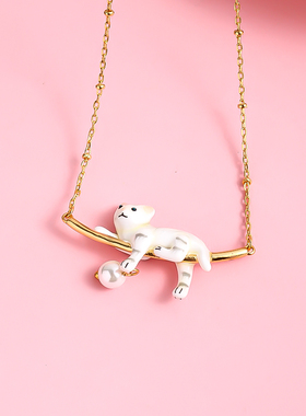 卡通猫咪荡秋千设计项链