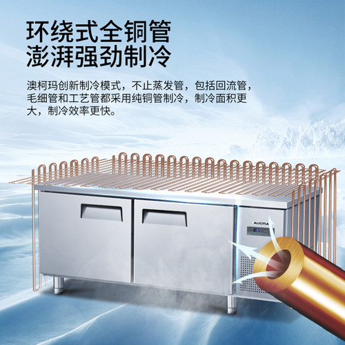 澳柯玛冷藏工作台冰柜商用操作台冷冻保鲜平冷冰箱双温厨房不锈钢 - 图0