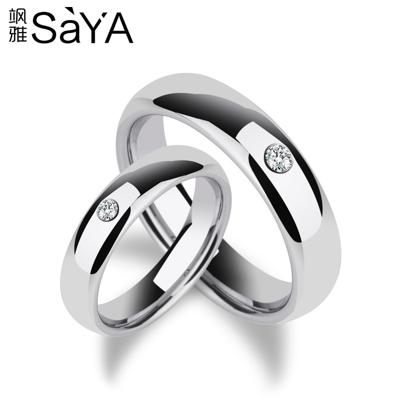 saya玫瑰金时尚个性锆石情侣戒指 飒雅戒指/指环