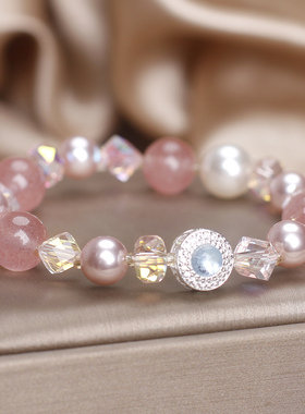 天然草莓晶手链女原创设计