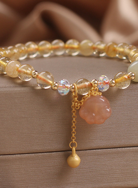 女天然黄水晶小众设计猫爪吊坠