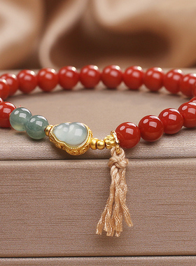 新中式南红玛瑙串珠手链女国风