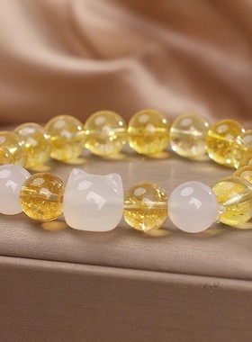 黄水晶手链女款轻奢小众精致