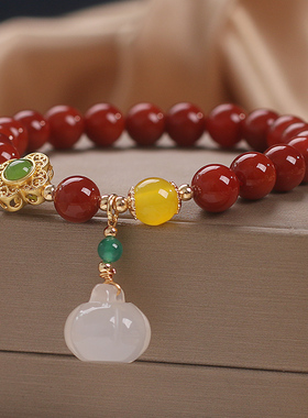 女南红玛瑙民族风南瓜吊坠