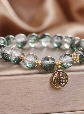 水晶手串福牌中国风简约百搭手链