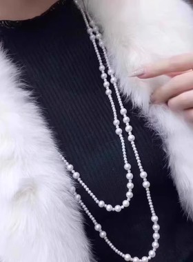 天然淡水珍珠项链毛衣链长款