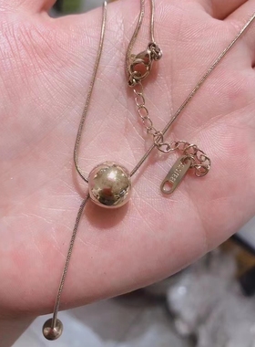 INS网红日韩钛钢珠珠黑色锁骨颈链转运珠钢球流苏吊坠项链女时尚